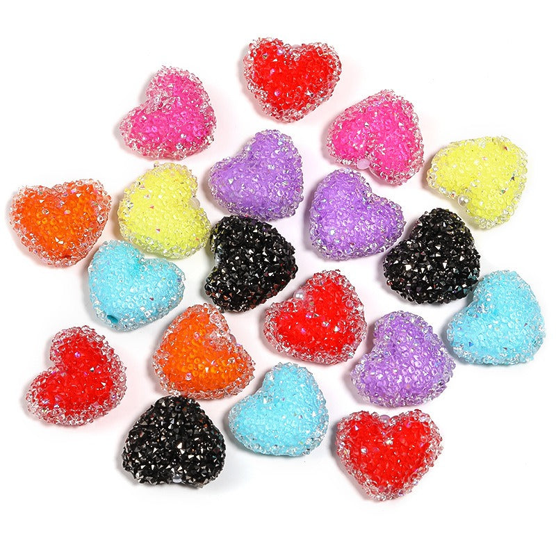 Wholesale 20pcs Rhinestone Heart Acrylic Beads Soft Sugar Beads